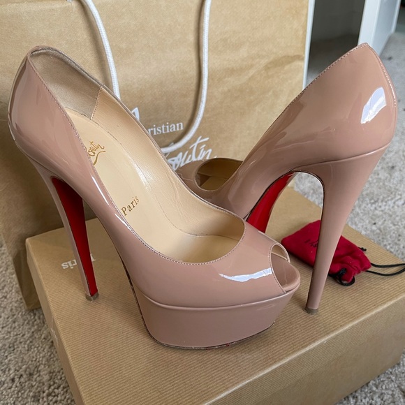 Christian Louboutin Shoes - COPY - Christian Louboutin Patent Highness Peep Toe Pumps